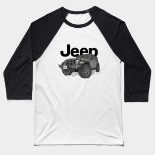 Grey Jeep Wrangler Rubicon Baseball T-Shirt